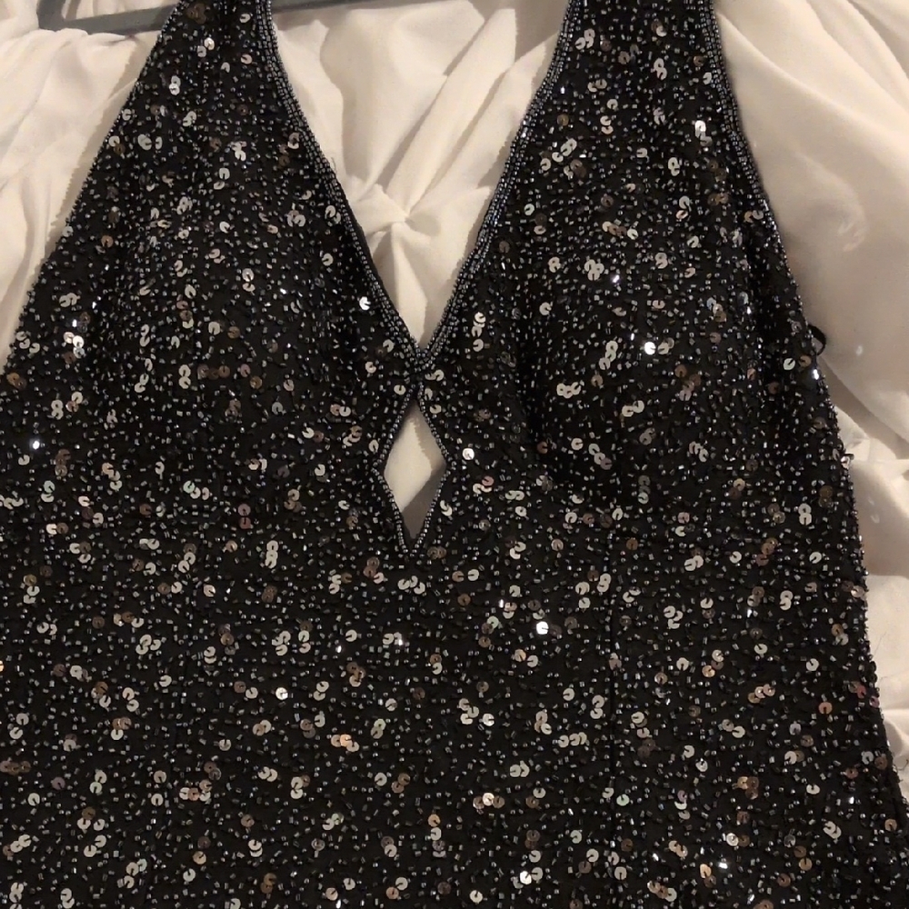 Scala Black Sequin Halter Gown - image 7